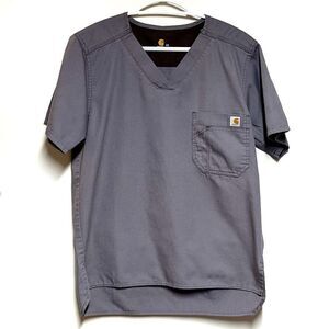Carhartt Scrub Top Nursing Dental Healthcare Single Pocket Shirt Gray Mens XS
